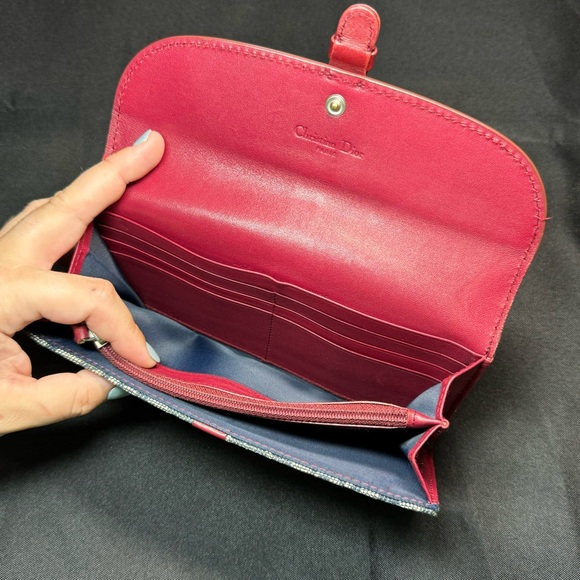 ❤️Christian Dior Red Navy Trotter Canvas Long Wallet, Italy❤️ - Picture 6 of 14